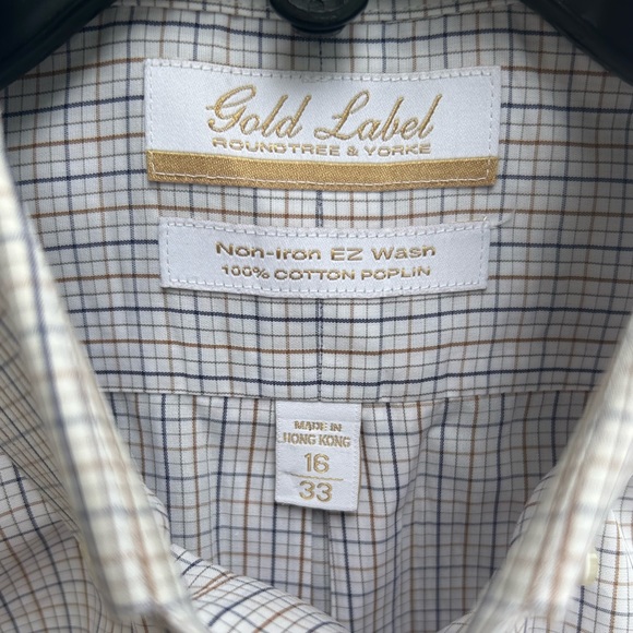 Roundtree Yorke Gold Label Mens Non Iron Long Sleeve Button Down Shirt 16/33 A-3 - Picture 4 of 5
